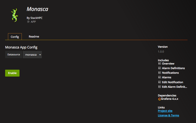 Grafana Monasca app diagram